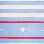 Blue and Red Striped Geometric Rug for Living Room Bedroom, Red Accent Geometric Flat Weave Cotton Ru view 5