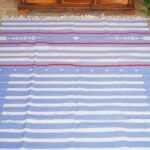 Blue and Red Striped Geometric Rug for Living Room Bedroom, Red Accent Geometric Flat Weave Cotton Ru view 4