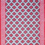 Geometric Rectangle Cotton Area Rug – Southwestern Flatweave Rug with Greek Key Border, Boho Geometric Tribal Area Rug, Washable Cabin Floor Carpet view 1