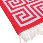 Geometric Rectangle Cotton Area Rug – Southwestern Flatweave Rug with Greek Key Border, Boho Geometric Tribal Area Rug, Washable Cabin Floor Carpet view 7