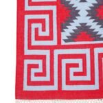 Geometric Rectangle Cotton Area Rug – Southwestern Flatweave Rug with Greek Key Border, Boho Geometric Tribal Area Rug, Washable Cabin Floor Carpet view 6