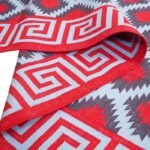 Geometric Rectangle Cotton Area Rug – Southwestern Flatweave Rug with Greek Key Border, Boho Geometric Tribal Area Rug, Washable Cabin Floor Carpet view 5