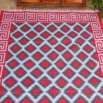 Geometric Rectangle Cotton Area Rug – Southwestern Flatweave Rug with Greek Key Border, Boho Geometric Tribal Area Rug, Washable Cabin Floor Carpet view 3