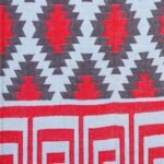 Geometric Rectangle Cotton Area Rug – Southwestern Flatweave Rug with Greek Key Border, Boho Geometric Tribal Area Rug, Washable Cabin Floor Carpet view 2