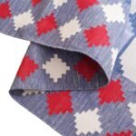 Handwoven Blue White Red Cotton Flat Weave Rug, Flatweave Cotton Area Rug for Home Decor view 2