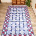 Handwoven Blue White Red Cotton Flat Weave Rug, Flatweave Cotton Area Rug for Home Decor view 4