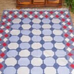 Handwoven Blue White Red Cotton Flat Weave Rug, Flatweave Cotton Area Rug for Home Decor view 3