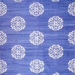 Blue & White Handwoven Cotton Area Rug, Traditional Medallion Cotton Area Rug for Living Room & Bedroom view 8