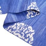 Blue & White Handwoven Cotton Area Rug, Traditional Medallion Cotton Area Rug for Living Room & Bedroom view 2