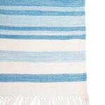 Handwoven Blue and White Cotton Flat Weave Rug – Modern Striped Area Rug, Washable Summer Floor Carpet view 6