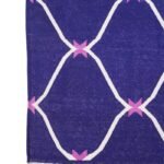Handmade Cotton Flat Weave Rug, Navy & White Dhurrie Area Rug, Modern Boho Carpet, Rug for Living Space Decor view 7