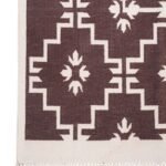 Handmade Cotton Flatweave Rug, Dark Brown Geometric Diamond Carpet for Living Room & Bedroom view 7