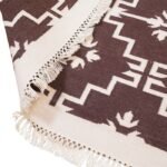 Handmade Cotton Flatweave Rug, Dark Brown Geometric Diamond Carpet for Living Room & Bedroom view 2