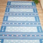Handwoven Cotton Area Rug with Scandinavian Geometric Pattern – Living Room & Bedroom Rug view 4