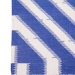 Blue & White Geometric Cotton Area Rug, Handwoven Scandinavian Diamond Pattern Rug for Living Room, Bedroom & Home Décor view 7