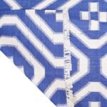 Blue & White Geometric Cotton Area Rug, Handwoven Scandinavian Diamond Pattern Rug for Living Room, Bedroom & Home Décor view 5