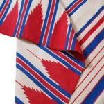 Red, Blue, and White Striped Rectangular Cotton Flat Weave Rug for Dining Room, Large Rectangular Striped Area Rug view 2