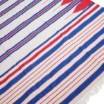 Red, Blue, and White Striped Rectangular Cotton Flat Weave Rug for Dining Room, Large Rectangular Striped Area Rug view 7