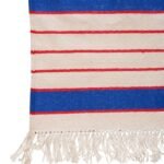 Red, Blue, and White Striped Rectangular Cotton Flat Weave Rug for Dining Room, Large Rectangular Striped Area Rug view 6