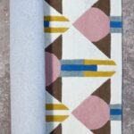 Designer Wool Tufted Rug in Pink, Blue & Ivory for Modern Interiors, Hand Tufted Wool Area Rug with Modern Geometric Pattern view 5