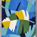 Hand Tufted Wool Abstract Botanical Area Rug – Modern Blue Green Living Room Carpet view 6