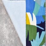 Hand Tufted Wool Abstract Botanical Area Rug – Modern Blue Green Living Room Carpet view 2