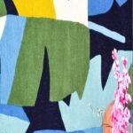 Hand Tufted Wool Abstract Botanical Area Rug – Modern Blue Green Living Room Carpet view 4