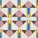 Designer Wool Tufted Rug in Pink, Blue & Ivory for Modern Interiors, Hand Tufted Wool Area Rug with Modern Geometric Pattern view 1