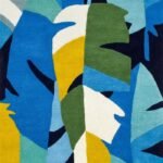 Hand Tufted Wool Abstract Botanical Area Rug – Modern Blue Green Living Room Carpet view 1