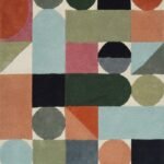 Hand Tufted Wool Geometric Area Rug, Modern Abstract Shapes Carpet, Custom Hand Tufted Wool Area Rug view 1