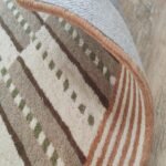 Hand Tufted Wool Striped Area Rug – Modern Neutral Living Room Carpet, Luxury Bedroom Wool Carpet view 2