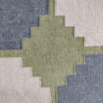 Modern Farmhouse Blue and White Tile Pattern Cotton Dhurrie Rug, Cotton Area Rug for Bedroom view 4