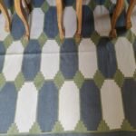 Modern Farmhouse Blue and White Tile Pattern Cotton Dhurrie Rug, Cotton Area Rug for Bedroom view 11
