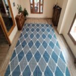 Premium Handwoven Cotton Flat Weave Rug – Durable Geometric Area Rug in Blue & Gray view 8