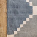 Premium Handwoven Cotton Flat Weave Rug – Durable Geometric Area Rug in Blue & Gray view 6