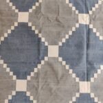 Premium Handwoven Cotton Flat Weave Rug – Durable Geometric Area Rug in Blue & Gray view 3
