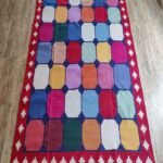 Multicolor Geometric Checkered Cotton Flat Weave Area Rug, Area Rug for Living Room, Bedroom, Hallway Rug view 9