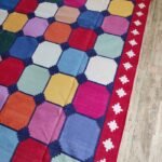 Multicolor Geometric Checkered Cotton Flat Weave Area Rug, Area Rug for Living Room, Bedroom, Hallway Rug view 8