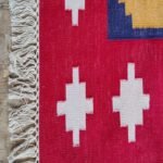 Multicolor Geometric Checkered Cotton Flat Weave Area Rug, Area Rug for Living Room, Bedroom, Hallway Rug view 7