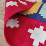 Multicolor Geometric Checkered Cotton Flat Weave Area Rug, Area Rug for Living Room, Bedroom, Hallway Rug view 2