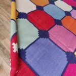 Multicolor Geometric Checkered Cotton Flat Weave Area Rug, Area Rug for Living Room, Bedroom, Hallway Rug view 5