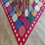 Multicolor Geometric Checkered Cotton Flat Weave Area Rug, Area Rug for Living Room, Bedroom, Hallway Rug view 4