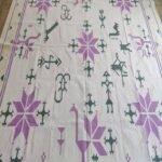 Cotton Flat Weave Rug for Living Room, Purple and Green Southwestern Tribal Cotton Flat Weave Area Rug view 8