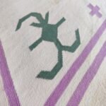 Cotton Flat Weave Rug for Living Room, Purple and Green Southwestern Tribal Cotton Flat Weave Area Rug view 6
