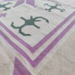Cotton Flat Weave Rug for Living Room, Purple and Green Southwestern Tribal Cotton Flat Weave Area Rug view 5