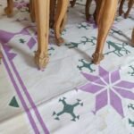 Cotton Flat Weave Rug for Living Room, Purple and Green Southwestern Tribal Cotton Flat Weave Area Rug view 4
