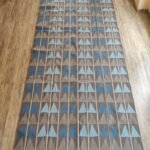 Brown and Blue Geometric Cotton Flat Weave Rug for Living Room, Modern Geometric Cotton Flatweave Area Rug for Home Office view 9