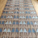 Brown and Blue Geometric Cotton Flat Weave Rug for Living Room, Modern Geometric Cotton Flatweave Area Rug for Home Office view 8