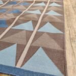 Brown and Blue Geometric Cotton Flat Weave Rug for Living Room, Modern Geometric Cotton Flatweave Area Rug for Home Office view 7