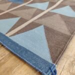 Brown and Blue Geometric Cotton Flat Weave Rug for Living Room, Modern Geometric Cotton Flatweave Area Rug for Home Office view 2